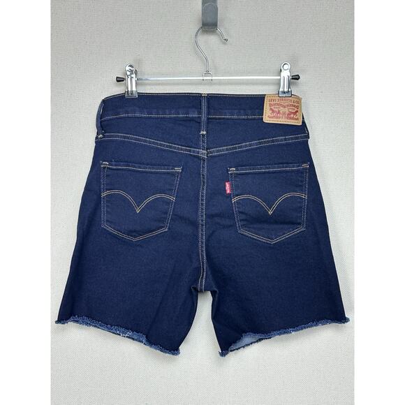 Levi's Women's Dark Wash Blue Denim Cutoff Stretch Shorts Size 28 Button Fly - Picture 11 of 12